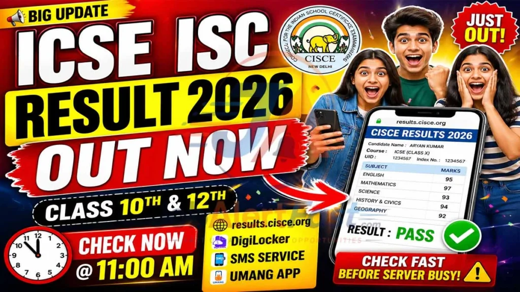 CISCE Board Result 2026 – ICSE Class 10th & ISC Class 12th Result Declared on 30 April at 11 AM @ results.cisce.org